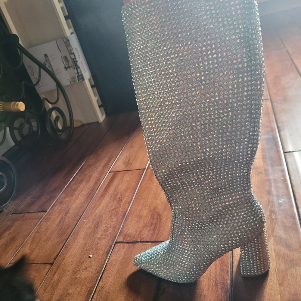 Never worn Betsy Johnson Farrah Knee High Rhinestone Boots - Picture 5 of 9